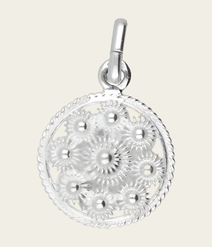 Zilveren Goese platte knop knoop 14 mm. ketting hanger