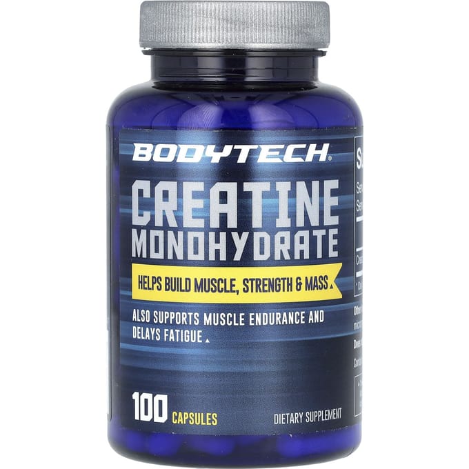 BodyTech, Monohydrate de Créatine, 750 mg, 100 Capsules