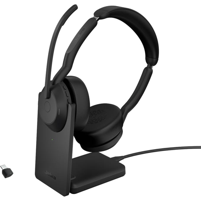 Jabra Evolve2 55 UC Stereo On Ear headset Bluetooth Stereo Zwart Noise Cancelling Microfoon uitschakelbaar (mute), Volumeregeling Computer