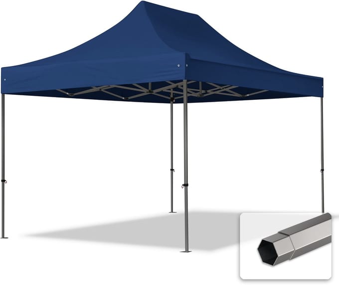 3x4,5 m Easy Up partytent Vouwpaviljoen, PREMIUM staal 40mm, blauw