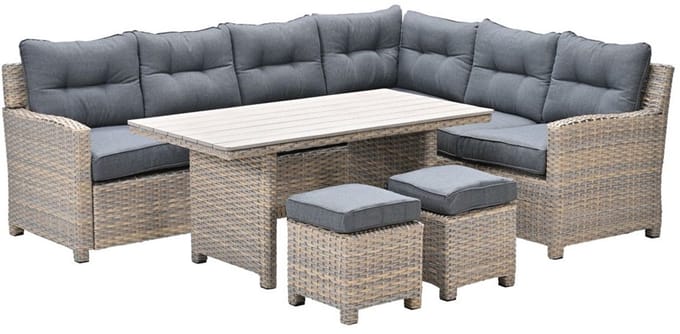 Seagull lounge-diningset - 5-delig - rechts - vintage willow - zwart
