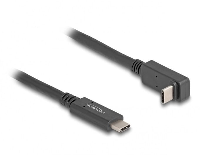 USB-C kabel | haaks (boven/beneden) | USB3.0 5 Gbps | PD 60W | 4K 60Hz | zwart | 2 meter
