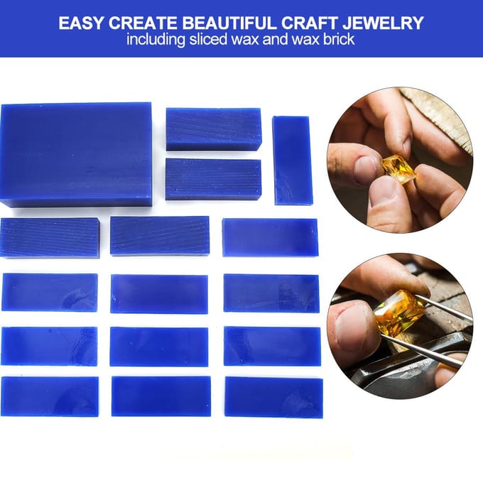 Cire à Graver pour Bijoux DIY Cire à Graver pour Fabrication d'Anneaux de Bijoux (Cire Bleue Tranchée Brique de Cire Bleue) white