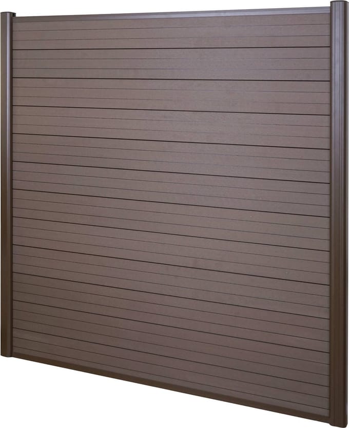 WPC privacyscherm Sarthe, windscherm, aluminium palen ~ basiselement, 1,90m bruin