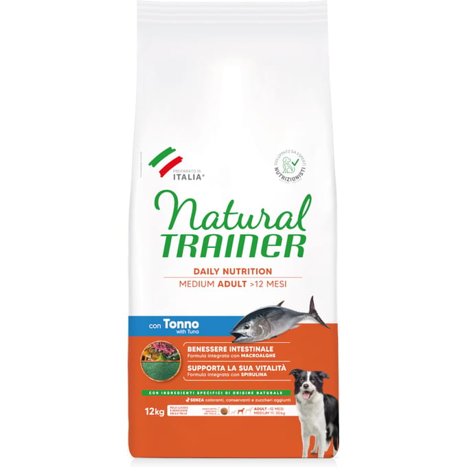 Natural Trainer Adult Medium met Tonijn - Dubbelpak: 2 x 12 kg