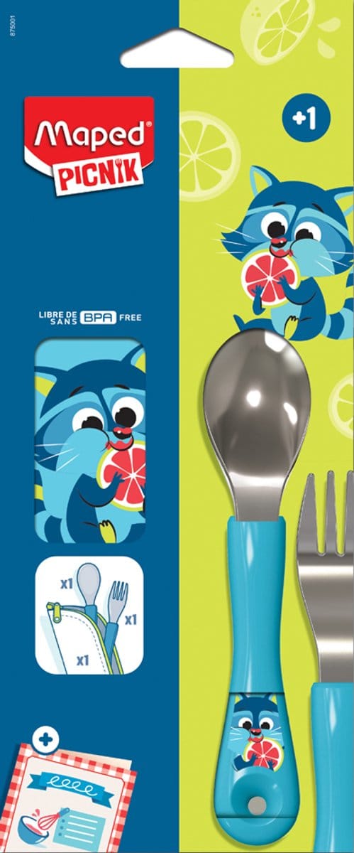 Maped PICNIK Bestekset WASBEER, 3-delig, blauw