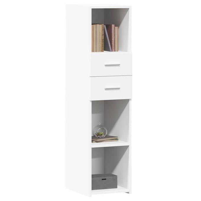 vidaXL - Hoge - kast - 30x42,5x124 - cm - bewerkt - hout - wit