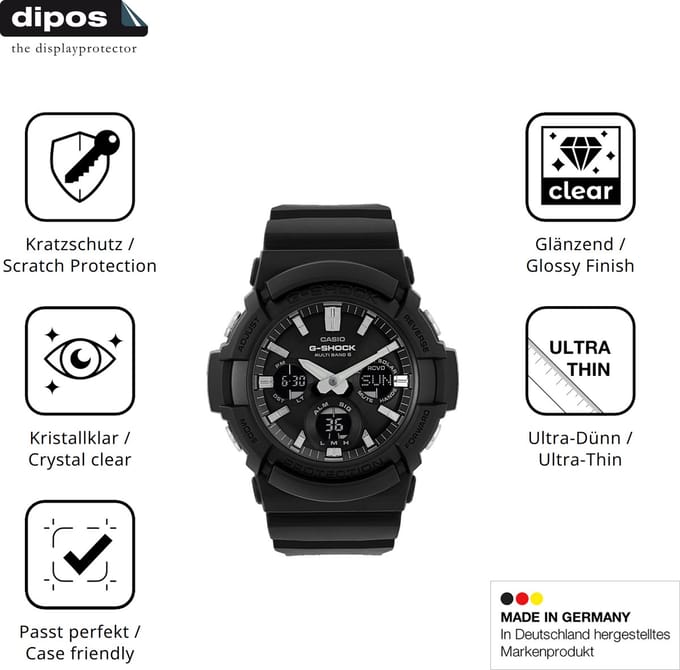 dipos – 6x Beschermfolie geschikt voor Casio G-Shock GAW-100 | Krasbestendige & heldere Screenprotector Ultra-Thin