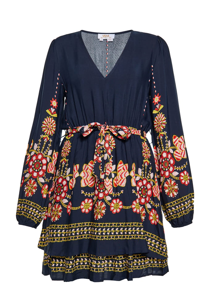 usha Jurk Dames Navy Veelkleurig