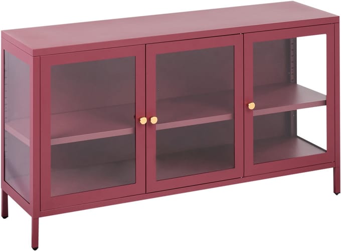 NEWPORT - Dressoir - Donkerrood - Staal