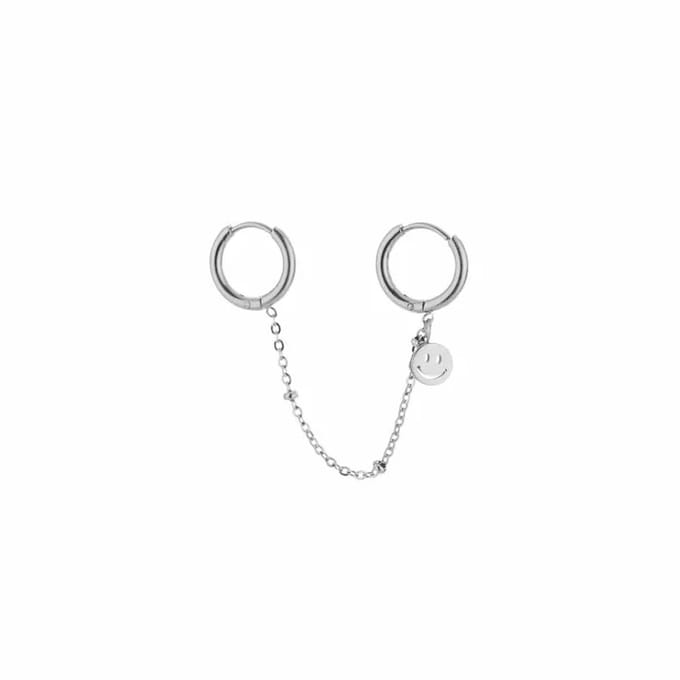 Bijoutheek Oorringen Ketting Smiley Zilver