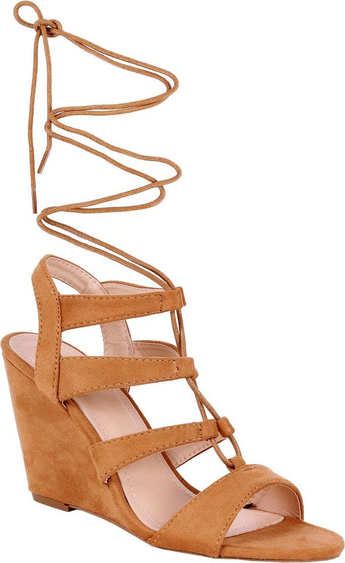 Caramel lace-up sandalen op platforms VICES 40 EU