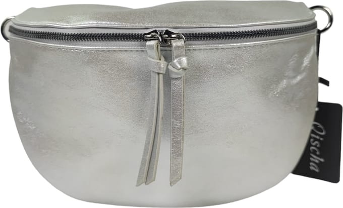 Qischa® - Crossbody heuptas bumbag - uni riem - soft - zilver metallic - large size