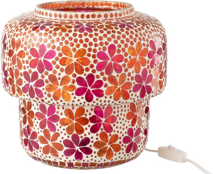 J-Line tafellamp Mozaïek - glas - roze/oranje - medium