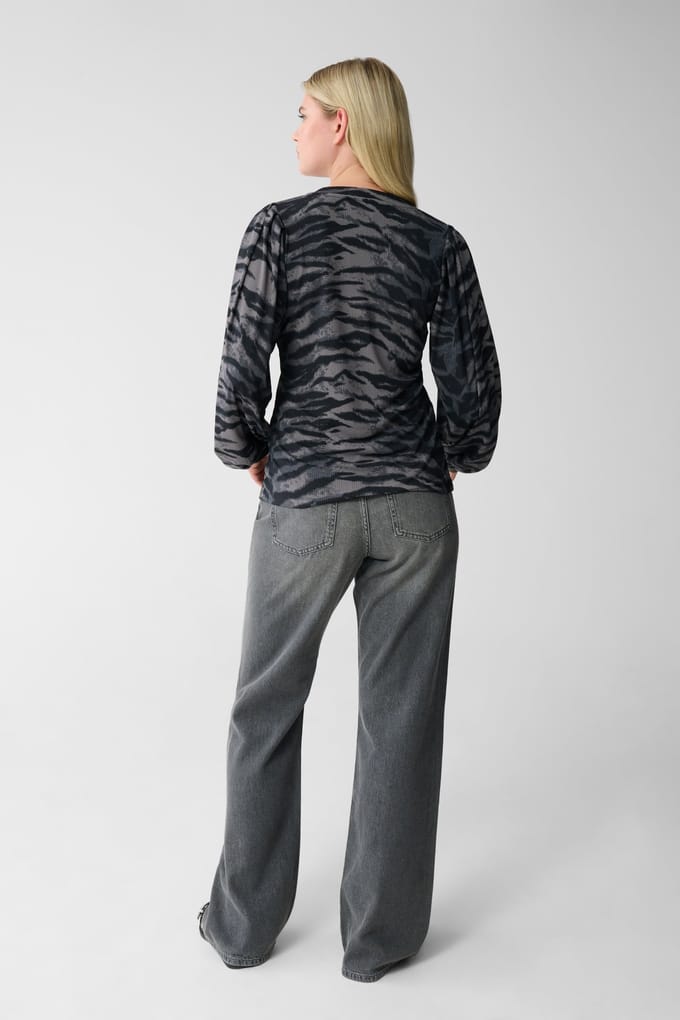 Shoeby La-sbrib Jersey Top Darkgrey Größe: M | Longsleeves Outlet | Damen | Grau