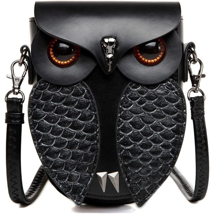 Retro PU Dames Schoudertas Steampunk Uil Schuif Kleine Tas Creatieve Muntportemonnee gray