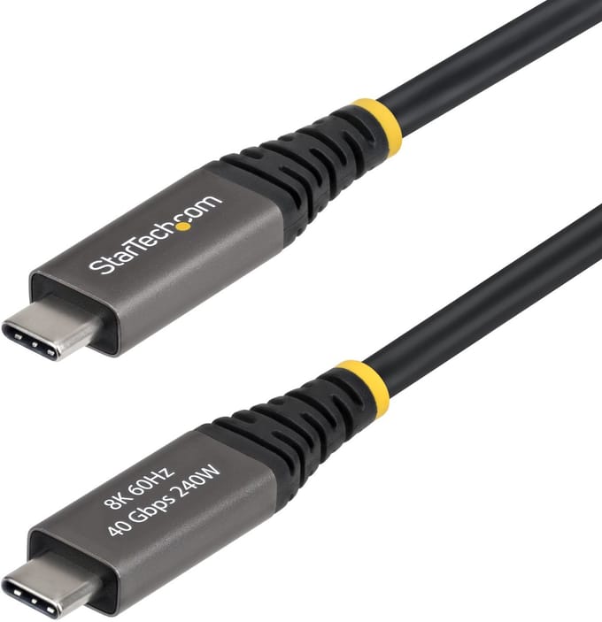 StarTech.com 2m Actieve USB4 Kabel, 40Gbps, 240W PD, 8K 60Hz/4K 240Hz DP2.1 DP40, TPE Mantel, Thunderbolt 4 Compatibele USB-C Kabel, Zwart