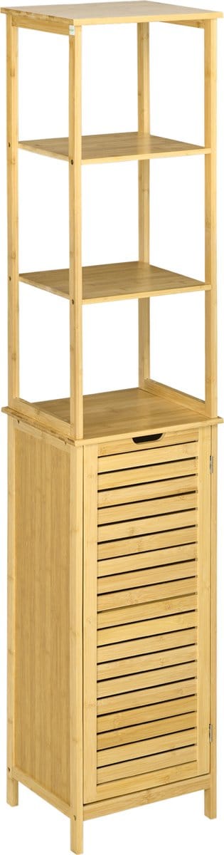 kleankin badkamerkast - met 3 planken - natuurlijk hout