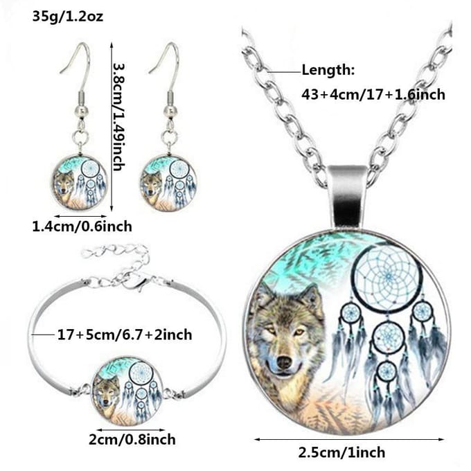 Ensemble de collier et boucles d'oreilles pour femme, attrape-rêves créatif, ensemble de bijoux, Mandala, temps white