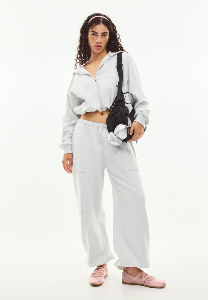 Stradivarius Barrel joggingbroek met stoppers  Grijs melange XL