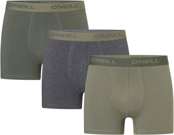 O'Neill Heren Boxershorts Trunks Effen 3-Pack Groen/Zwart - Maat S
