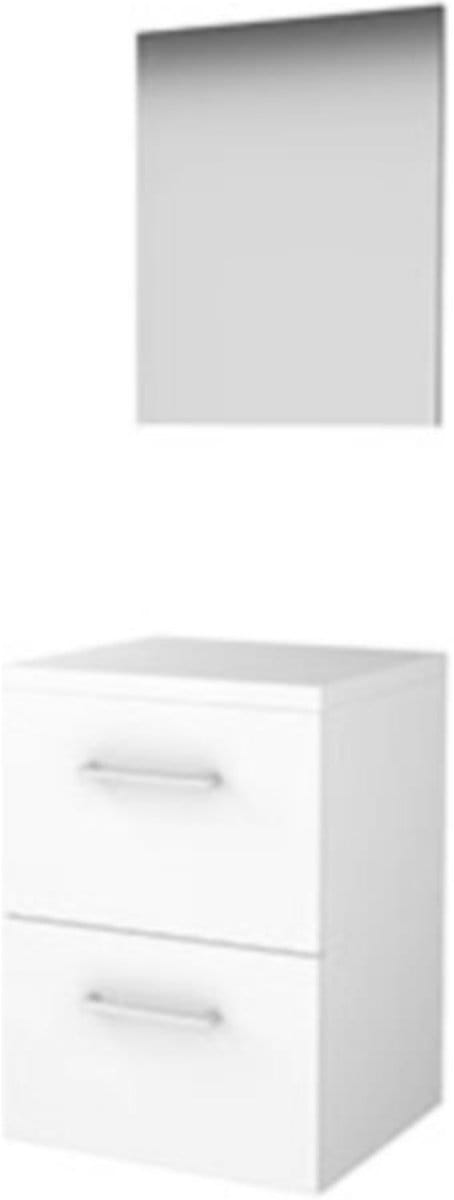 Basic-Line Basic 46 Badkamermeubelset - 50 x 46 cm - Met Grepen - 2 Lades - Wastafelblad - Spiegel - Ice White