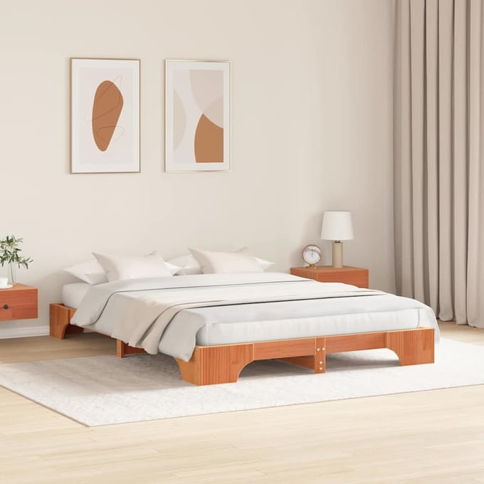vidaXL - Bedframe - Wasbruin - 160 - x - 200 - cm - Massief - grenenhout