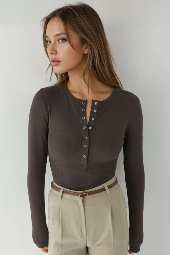 Ribbelige Drukknoop Gebreide Top