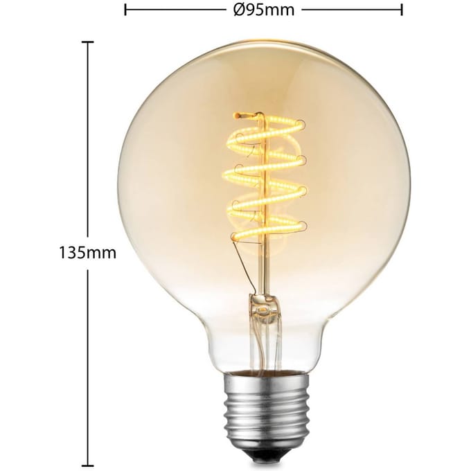 Lucande LED lamp E27 G95 4 W 2.700 K dimbaar amber