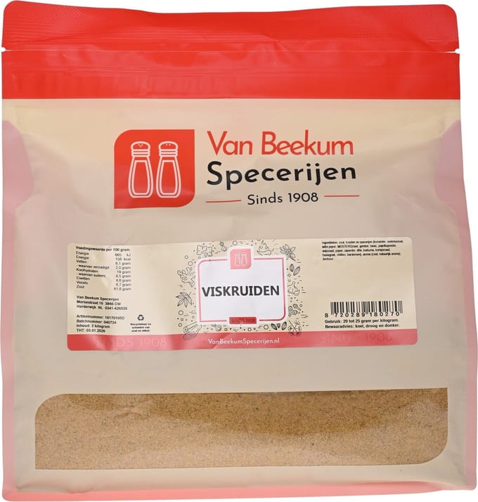 Van Beekum Specerijen - Viskruiden - 2 KG (hersluitbare stazak)