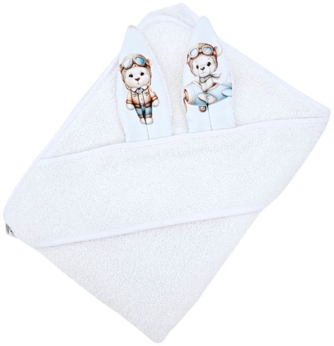 Cotton bathrobe Pilot Bear/White