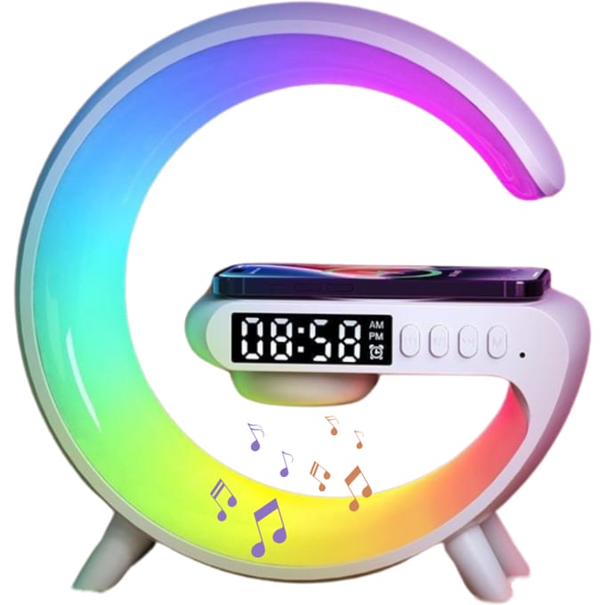 Bluetooth-luidspreker met lamp RGB-licht met ingebouwd draadloos snel opladen en wekker
