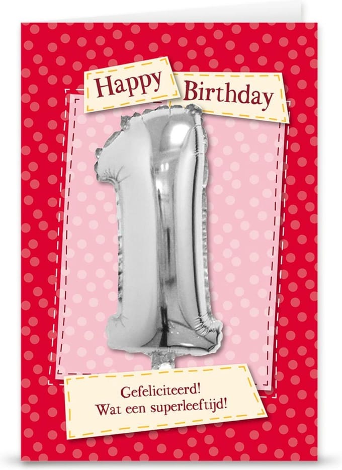 Miko - Kaart - Leeftijdballon - 1 Jaar