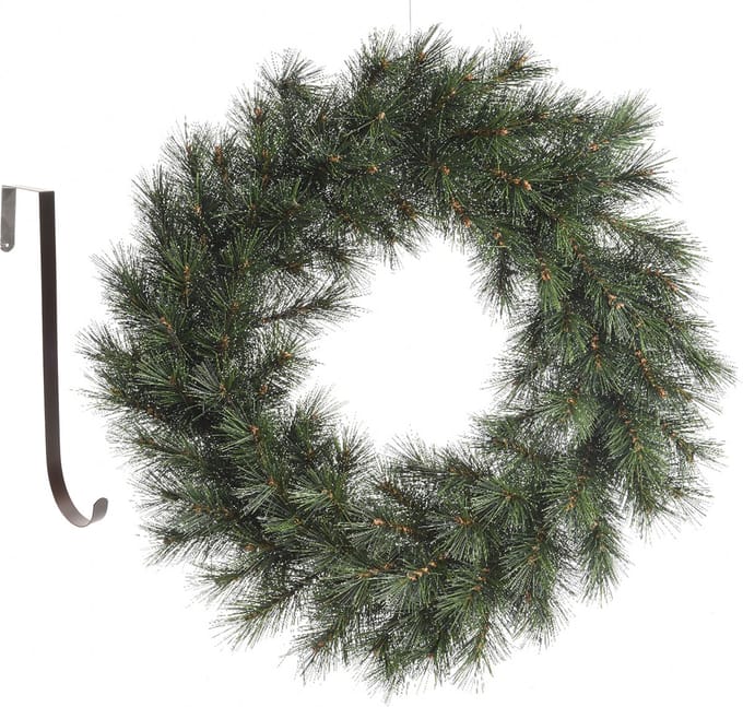 Kerstkrans - groen - 60 cm- kunststof - incl. ijzeren deurhanger