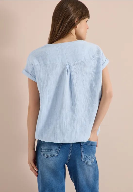 Blouse met gespleten hals in mousseline