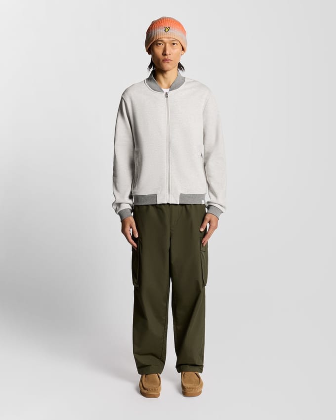 Lyle & Scott Half Raglan Mouw Jersey Bomber - Grijs