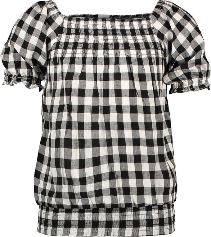 B-Nosy Meisjes blouses B-Nosy Girls check woven top Sunny black /white a 110