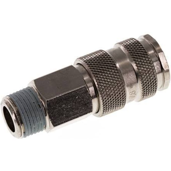 Gehard staal DN 7.8 Luchtkoppeling Snelkoppeling R 3/8 inch Buitendraad - CLS7-M-STN-BL-038