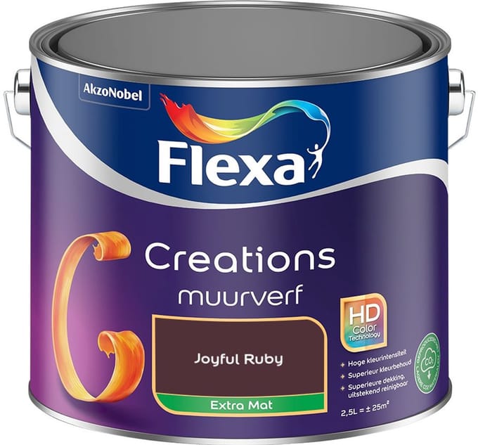 Flexa - Creations Muurverf Extra Mat - Joyful Ruby - Mengverf - 2,5 L