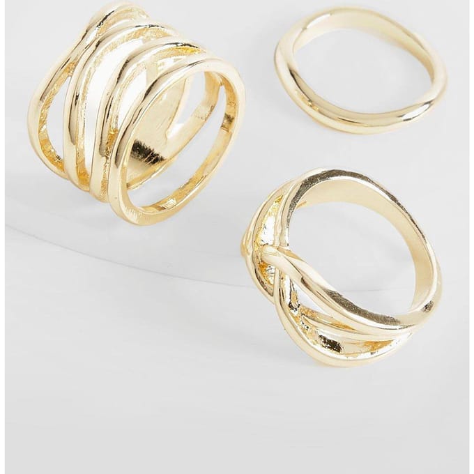 boohoo Dames Wavy Ring Multipack | Gold