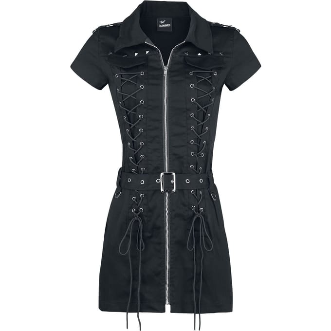 Banned Mod Dames Mini-jurk - zwart - XS