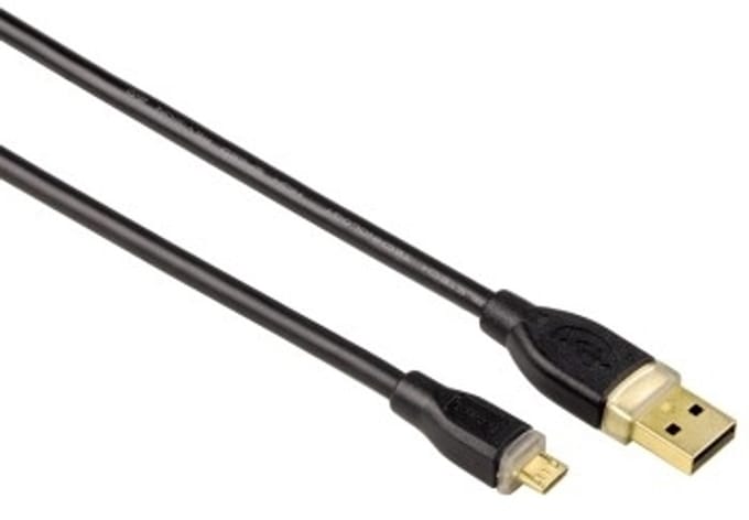 Hama USB Connecting Cable, USB-A Plug - Micro USB Plug, 1.8 m, black USB-kabel 1,8 m USB A Zwart