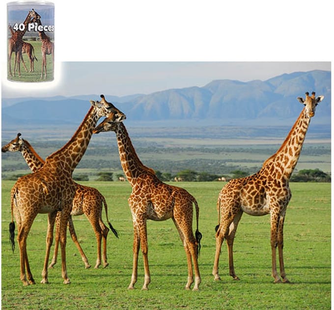 PIA Soft Toys - Giraf Puzzel in blik - dierenpuzzel - 40 stuks