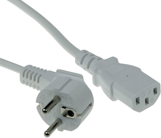 Netsnoer CEE 7/7 (haaks) naar C13 Wit 3 Meter voor Computer en Monitor
