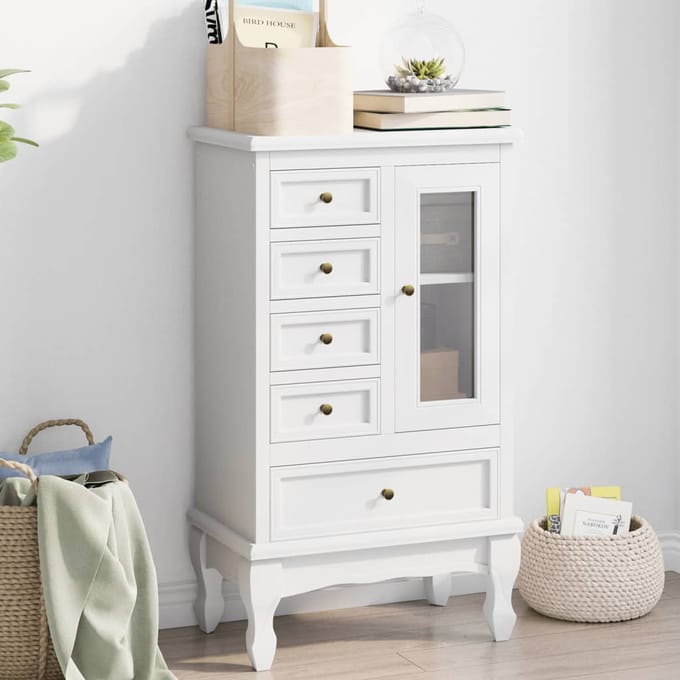 vidaXL - Kast - met - 5 - lades - en - 2 - planken - wit