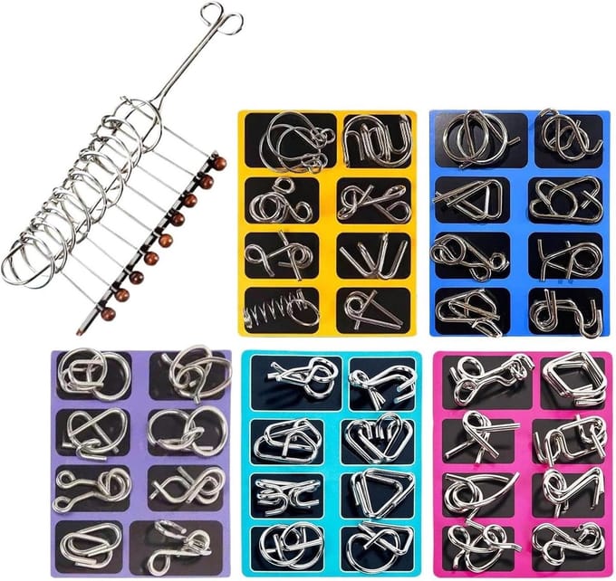 Metalen Puzzels - Denksport - Hersenen Trainen - Robuuste Constructie - 20x15 cm - Metaal