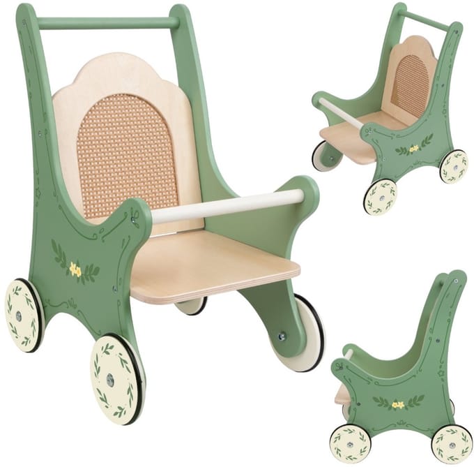 Classic World Vintage Wooden Doll's Pram