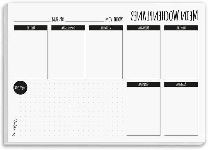 Weekplanner Notitieblok - Agenda Organizer - Weken Plannen - Scheurbaar Formaat - DIN A5 - Zwart Wit