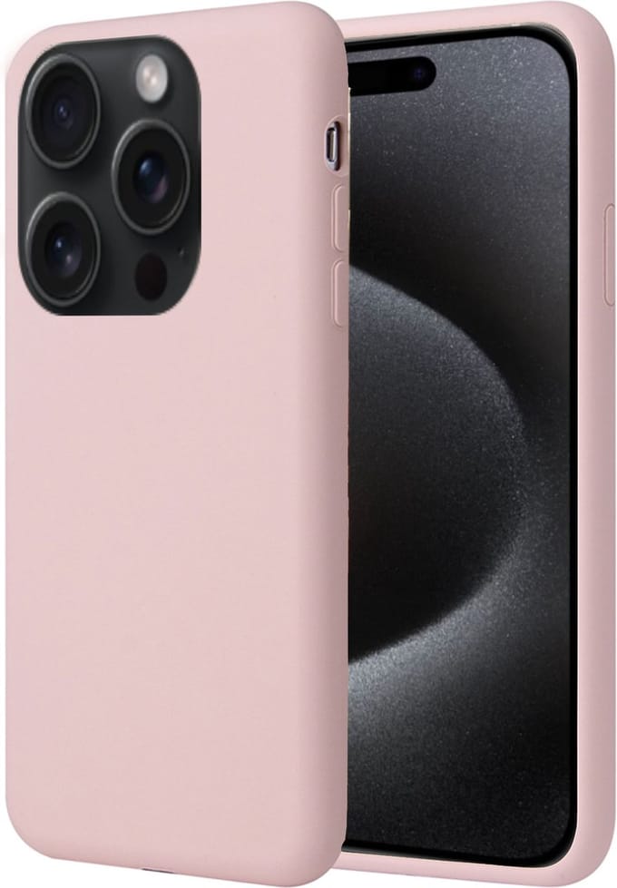 Geschikt voor iPhone 15 Plus Hoesje - Suède Back Cover Case Rose