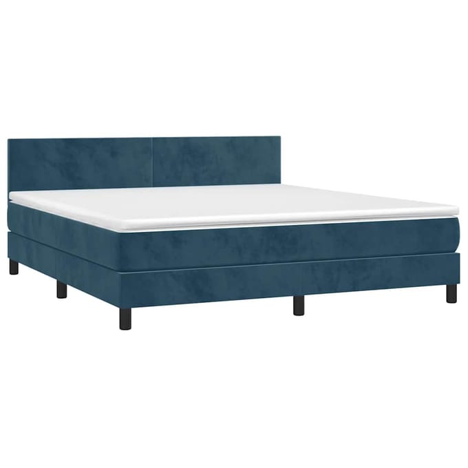 vidaXL - Boxspring - met - matras - fluweel - donkerblauw - 160x200 - cm